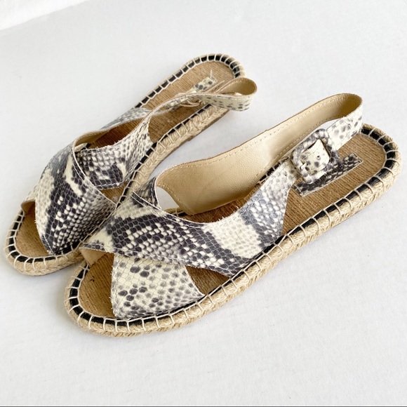 Pour La Victoire Snake Embossed Olivia Espadrilles Flat Sandals 8.5 - Picture 5 of 14